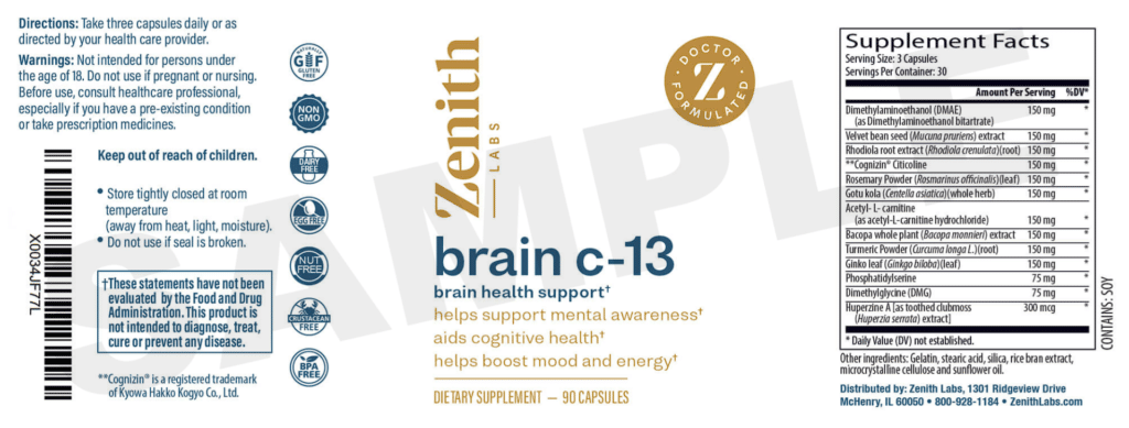 Zenith Brain C-13 Supplement Facts